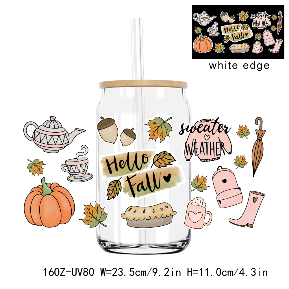 Hello Autumn Festival Season 16OZ UV DTF Stickers Wrap