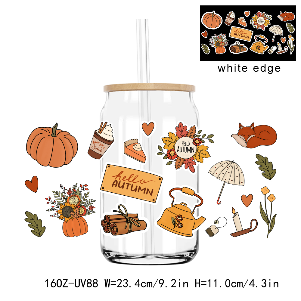 Hello Autumn Festival Season 16OZ UV DTF Stickers Wrap