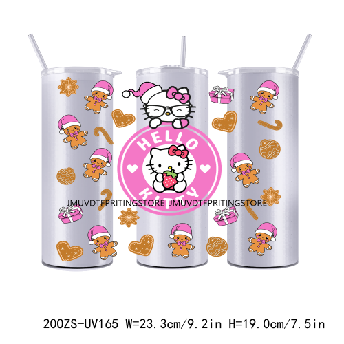 Cartoon Princess Cute Cat 20OZ UV DTF Straight Wrap Transfers Stickers Custom Labels DIY Waterproof Logo For Tumbler