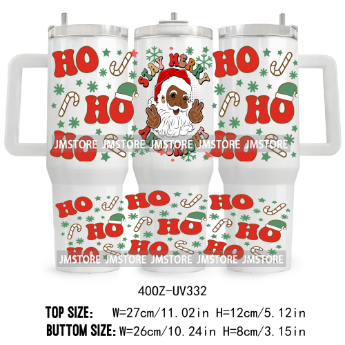 Retro Green Guy Merry Christmas Tis The Season UV DTF 40OZ Tumbler Wrap Ready To Apply Good Quality Waterproof Transfer Stickers