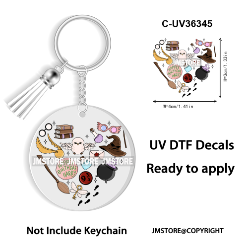Trendy Bookish Inspirational Quotes UV DTF Decal Round Keychain Ready To Apply WaterProof Transfer Stickers For Circle Keychain