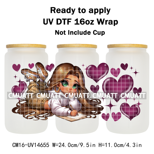 UV DTF Cup Wraps 16OZ Wholesale Custom Bulk Waterproof Cartoon Lovely Princess Design For DIY Craft Mug Glass