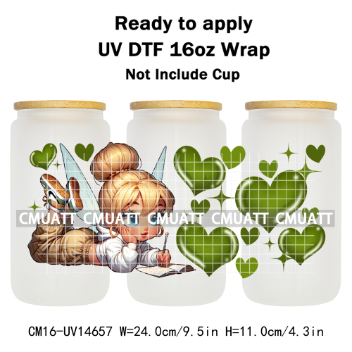 UV DTF Cup Wraps 16OZ Wholesale Custom Bulk Waterproof Cartoon Lovely Princess Design For DIY Craft Mug Glass
