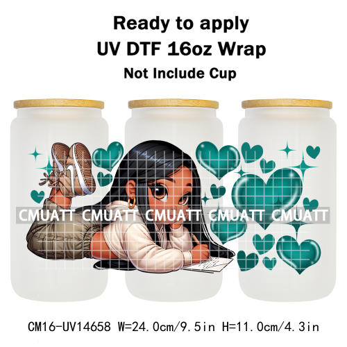UV DTF Cup Wraps 16OZ Wholesale Custom Bulk Waterproof Cartoon Lovely Princess Design For DIY Craft Mug Glass
