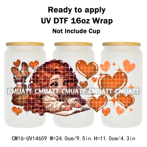UV DTF Cup Wraps 16OZ Wholesale Custom Bulk Waterproof Cartoon Lovely Princess Design For DIY Craft Mug Glass