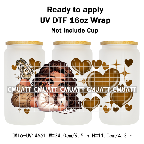 UV DTF Cup Wraps 16OZ Wholesale Custom Bulk Waterproof Cartoon Lovely Princess Design For DIY Craft Mug Glass