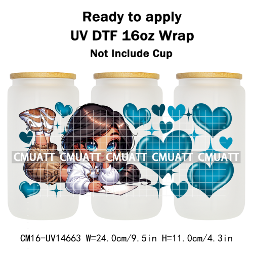 UV DTF Cup Wraps 16OZ Wholesale Custom Bulk Waterproof Cartoon Lovely Princess Design For DIY Craft Mug Glass