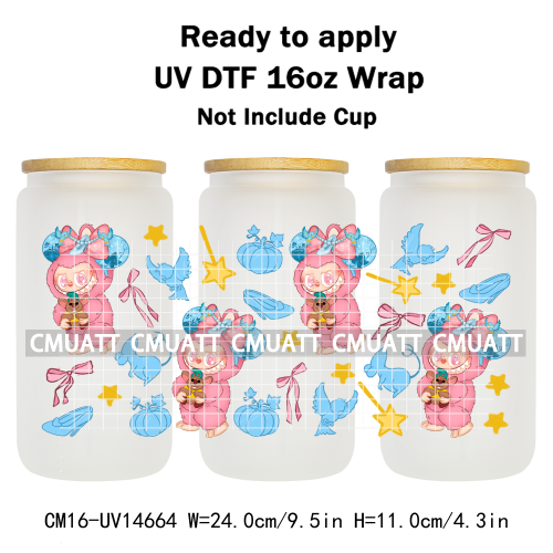 UV DTF Cup Wraps 16OZ Wholesale Custom Bulk Waterproof Cartoon Cute Monster Coquette Bow DIY Craft Mug Glass