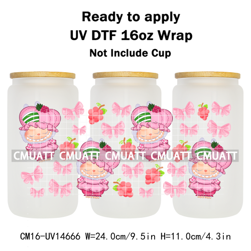 UV DTF Cup Wraps 16OZ Wholesale Custom Bulk Waterproof Cartoon Cute Monster Coquette Bow DIY Craft Mug Glass