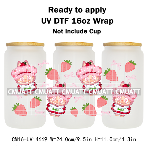 UV DTF Cup Wraps 16OZ Wholesale Custom Bulk Waterproof Cartoon Cute Monster Coquette Bow DIY Craft Mug Glass