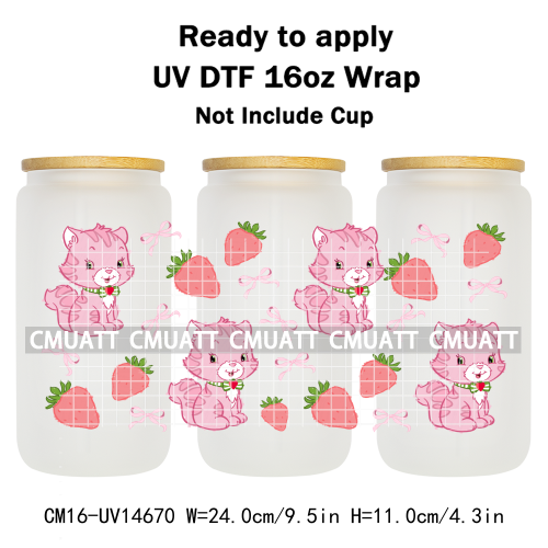 UV DTF Cup Wraps 16OZ Wholesale Custom Bulk Waterproof Cartoon Cute Monster Coquette Bow DIY Craft Mug Glass
