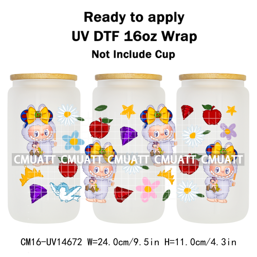 UV DTF Cup Wraps 16OZ Wholesale Custom Bulk Waterproof Cartoon Cute Monster Coquette Bow DIY Craft Mug Glass