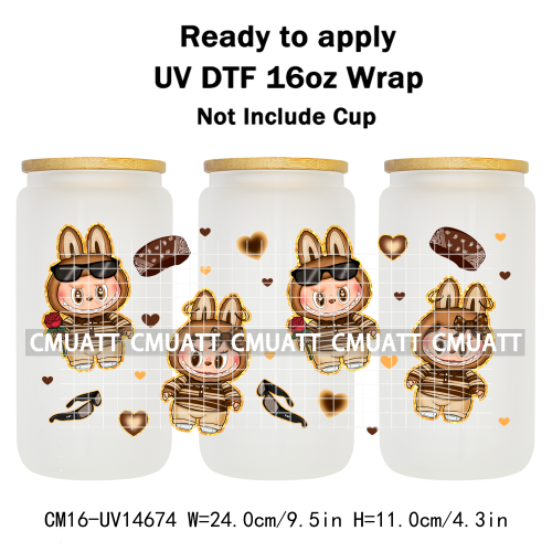 UV DTF Cup Wraps 16OZ Wholesale Custom Bulk Waterproof Cartoon Cute Monster Coquette Bow DIY Craft Mug Glass