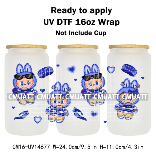 UV DTF Cup Wraps 16OZ Wholesale Custom Bulk Waterproof Cartoon Cute Monster Coquette Bow DIY Craft Mug Glass