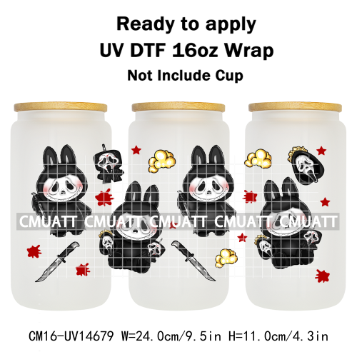 UV DTF Cup Wraps 16OZ Wholesale Custom Bulk Waterproof Cartoon Cute Monster Coquette Bow DIY Craft Mug Glass