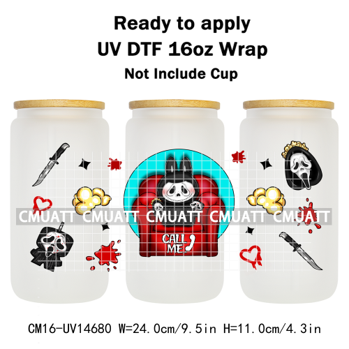 UV DTF Cup Wraps 16OZ Wholesale Custom Bulk Waterproof Cartoon Cute Monster Coquette Bow DIY Craft Mug Glass
