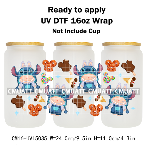 UV DTF Cup Wraps 16OZ Wholesale Custom Bulk Waterproof Cartoon Cute Monster Transfer Designs For Mug Glass