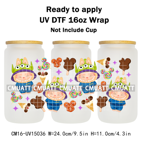 UV DTF Cup Wraps 16OZ Wholesale Custom Bulk Waterproof Cartoon Cute Monster Transfer Designs For Mug Glass