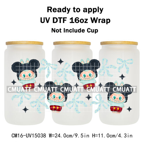 UV DTF Cup Wraps 16OZ Wholesale Custom Bulk Waterproof Cartoon Cute Monster Transfer Designs For Mug Glass