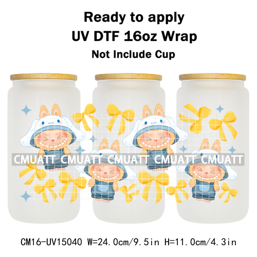 UV DTF Cup Wraps 16OZ Wholesale Custom Bulk Waterproof Cartoon Cute Monster Transfer Designs For Mug Glass