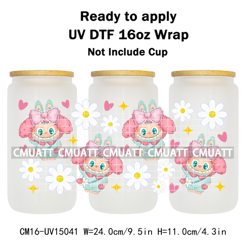 UV DTF Cup Wraps 16OZ Wholesale Custom Bulk Waterproof Cartoon Cute Monster Transfer Designs For Mug Glass