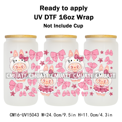 UV DTF Cup Wraps 16OZ Wholesale Custom Bulk Waterproof Cartoon Cute Monster Transfer Designs For Mug Glass