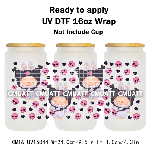 UV DTF Cup Wraps 16OZ Wholesale Custom Bulk Waterproof Cartoon Cute Monster Transfer Designs For Mug Glass
