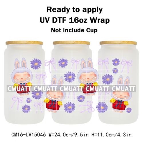 UV DTF Cup Wraps 16OZ Wholesale Custom Bulk Waterproof Cartoon Cute Monster Transfer Designs For Mug Glass