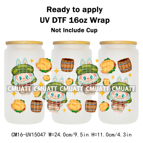 UV DTF Cup Wraps 16OZ Wholesale Custom Bulk Waterproof Cartoon Cute Monster Transfer Designs For Mug Glass