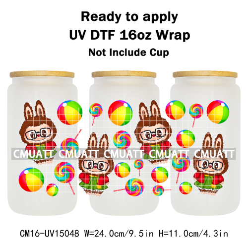 UV DTF Cup Wraps 16OZ Wholesale Custom Bulk Waterproof Cartoon Cute Monster Transfer Designs For Mug Glass