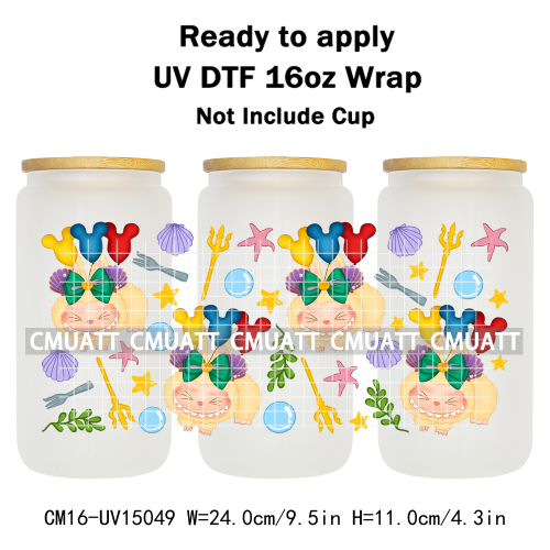 UV DTF Cup Wraps 16OZ Wholesale Custom Bulk Waterproof Cartoon Cute Monster Transfer Designs For Mug Glass