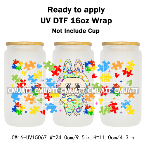 UV DTF Cup Wraps 16OZ Wholesale Custom Bulk Waterproof Cartoon Cute Monster Transfer Designs For Mug Glass