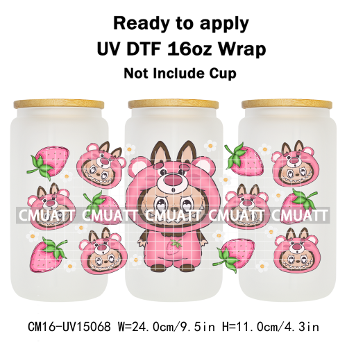 UV DTF Cup Wraps 16OZ Wholesale Custom Bulk Waterproof Cartoon Cute Monster Transfer Designs For Mug Glass