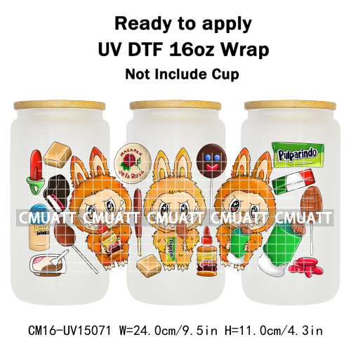 UV DTF Cup Wraps 16OZ Wholesale Custom Bulk Waterproof Cartoon Cute Monster Transfer Designs For Mug Glass