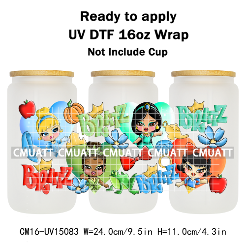 UV DTF Cup Wraps Wholesale Custom Bulk Waterproof Cartoon Cat Pink Designs For Mugs Bottle 16oz Glass DIY