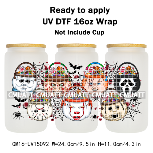 UV DTF Cup Wraps Wholesale Custom Bulk Waterproof Cartoon Witch Designs For Mugs Bottle 16oz Glass Printing