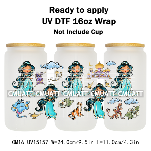 UV DTF Cup Wraps 16OZ Bulk Waterproof Wholesale Custom Cartoon Cute Princess Mug Glass Water Bottles Sticker
