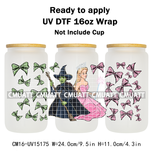 UV DTF Cup Wraps Wholesale Custom Bulk Waterproof Cartoon Witch Designs For Mugs Bottle 16oz Glass Printing