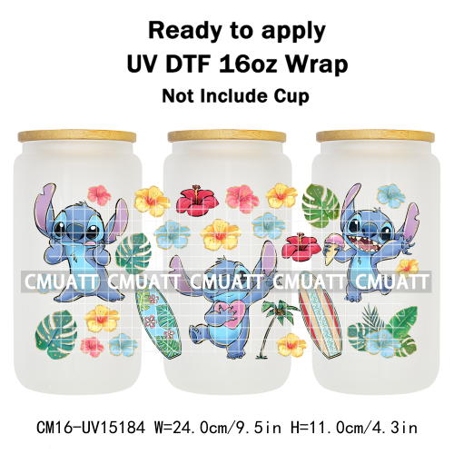 UV DTF Cup Wraps Wholesale Custom Bulk Waterproof Cartoon Cat Pink Designs For Mugs Bottle 16oz Glass DIY