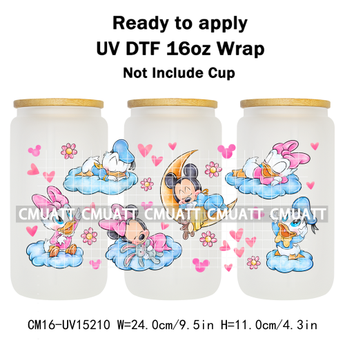 UV DTF Cup Wraps Wholesale Custom Bulk Waterproof Cartoon Cat Pink Designs For Mugs Bottle 16oz Glass DIY