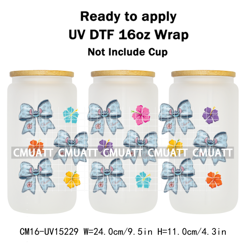UV DTF Cup Wraps Wholesale Custom Bulk Waterproof Cartoon Cat Pink Designs For Mugs Bottle 16oz Glass DIY