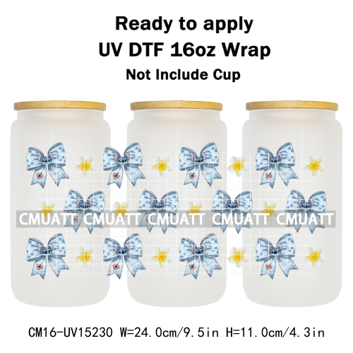 UV DTF Cup Wraps Wholesale Custom Bulk Waterproof Cartoon Cat Pink Designs For Mugs Bottle 16oz Glass DIY