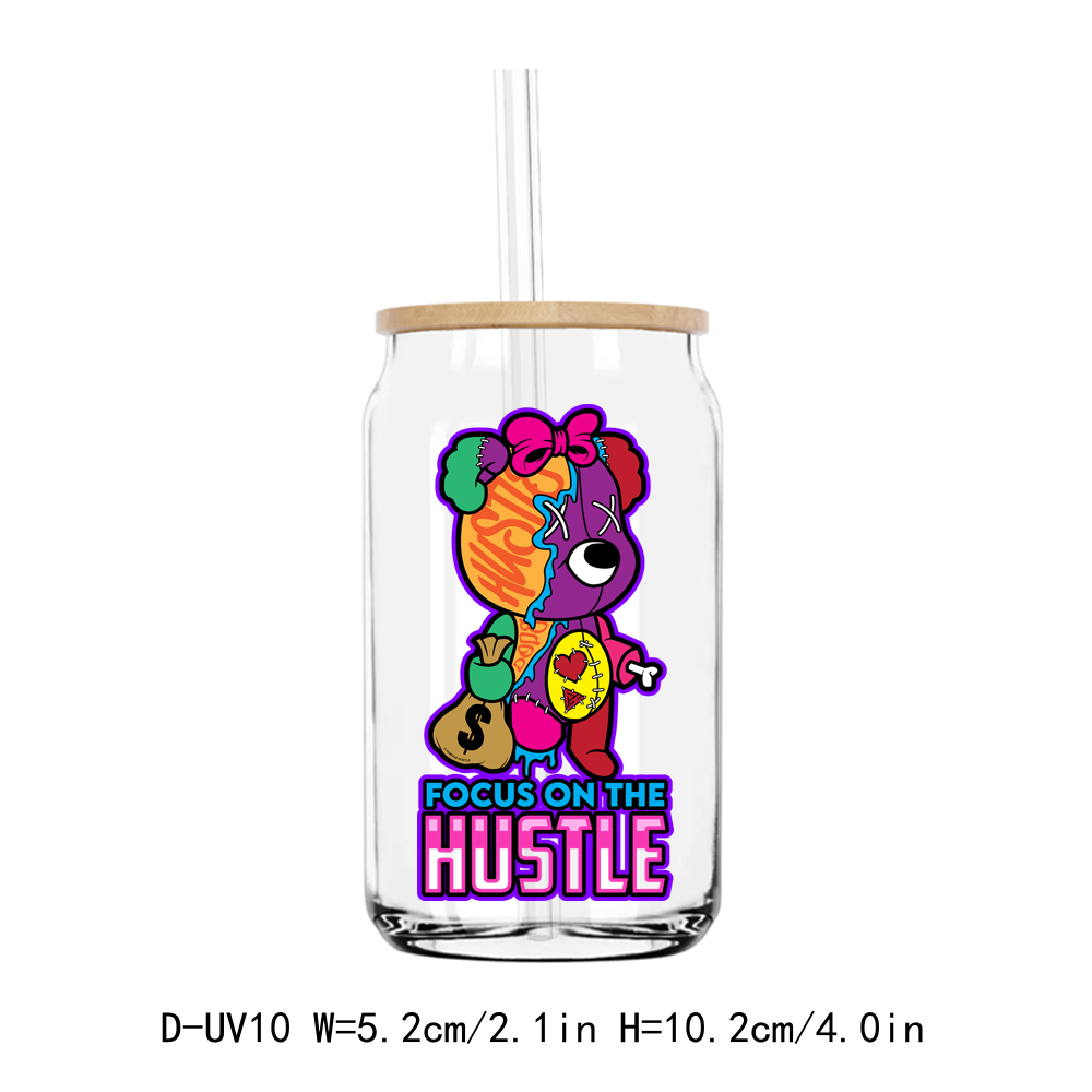 Focus On The Hustle Heartless Teddy Bear UV DTF Sticker Decals