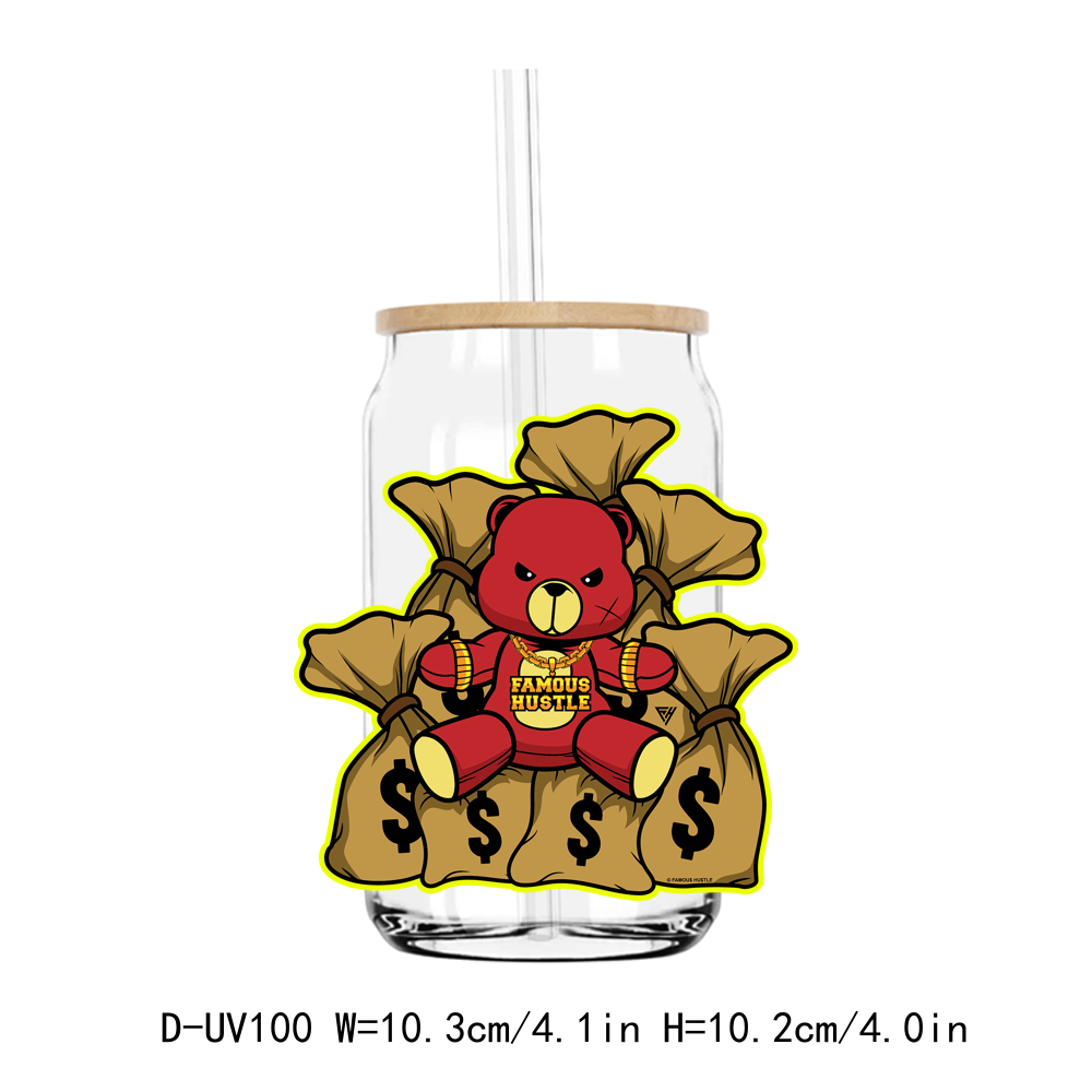 Famous Hustle Teddy Bear Dolls Cash UV DTF Sticker Decals