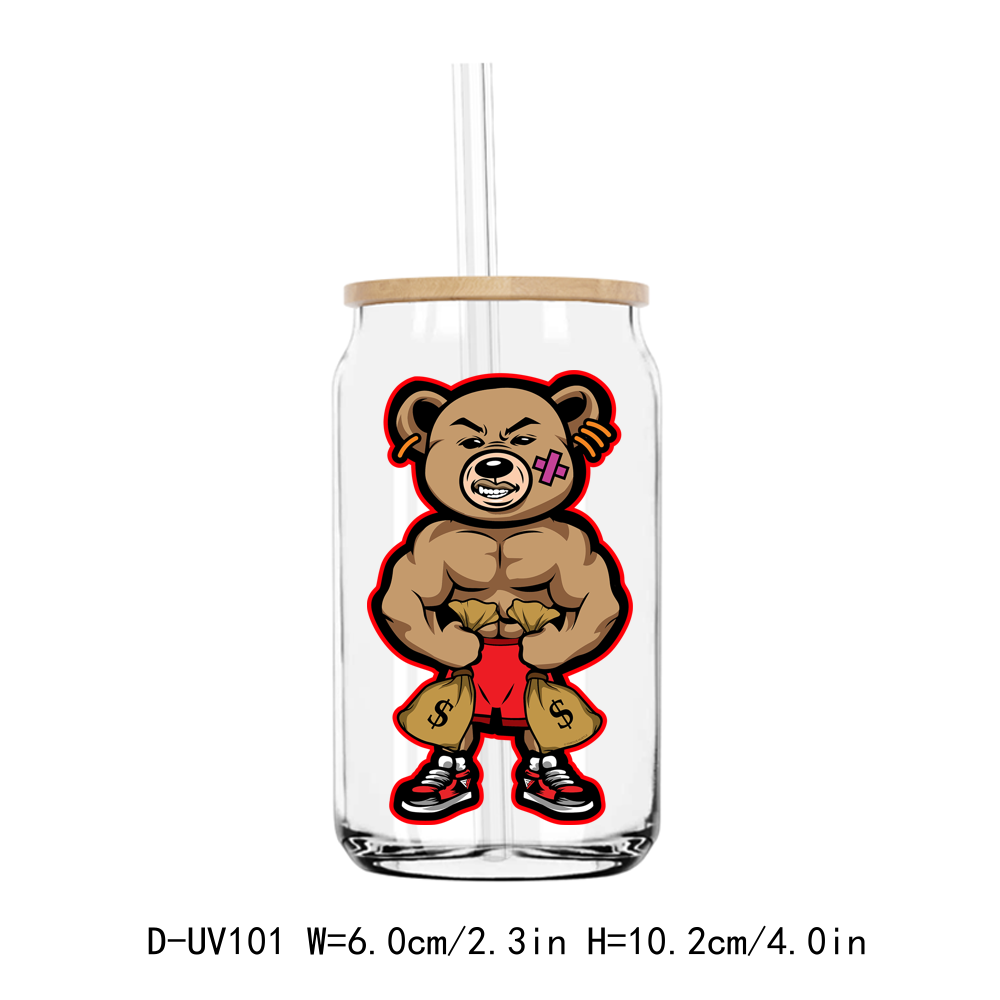 Misfit Hustle Teddy Bear UV DTF Sticker Decals