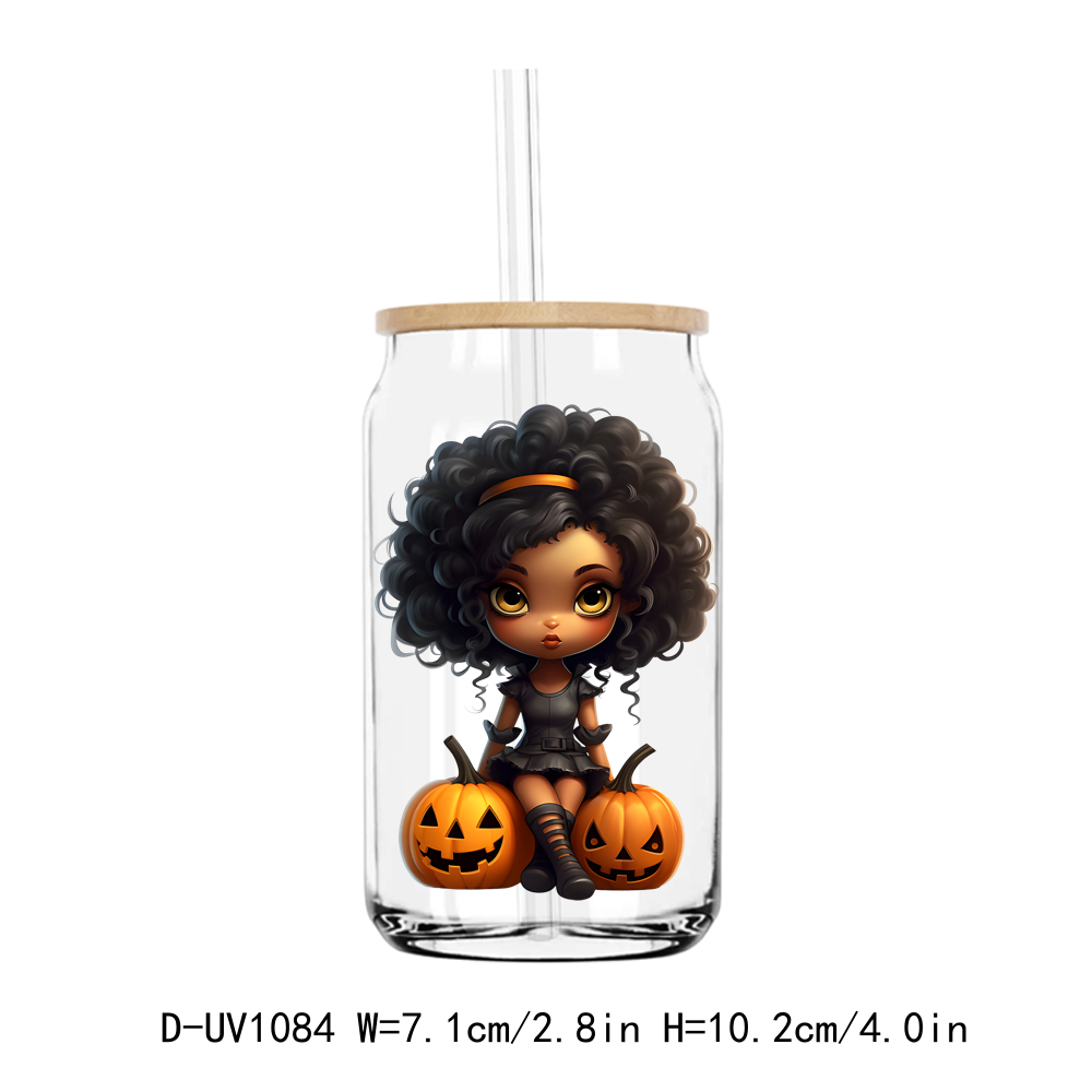 Cute Halloween Afro Girl UV DTF Stickers Decals