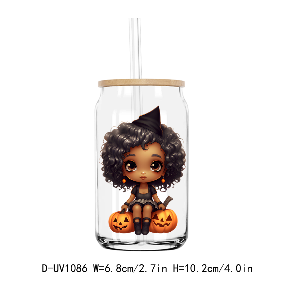 Cute Halloween Afro Girl UV DTF Stickers Decals