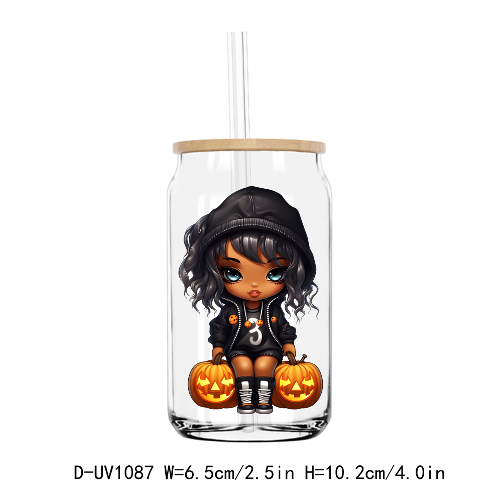 Cute Halloween Afro Girl UV DTF Stickers Decals