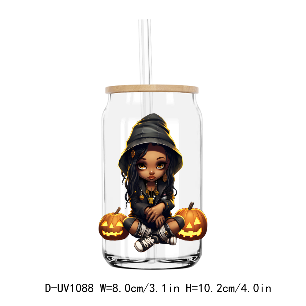 Cute Halloween Afro Girl UV DTF Stickers Decals