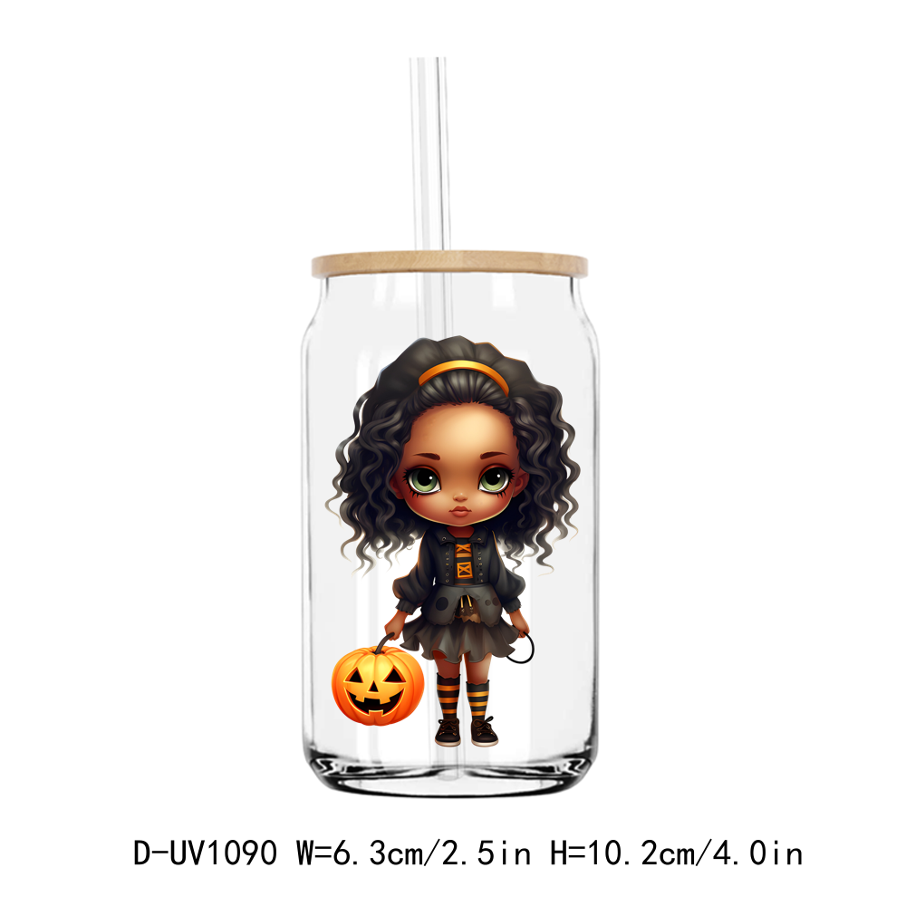 Cute Halloween Afro Girl UV DTF Stickers Decals